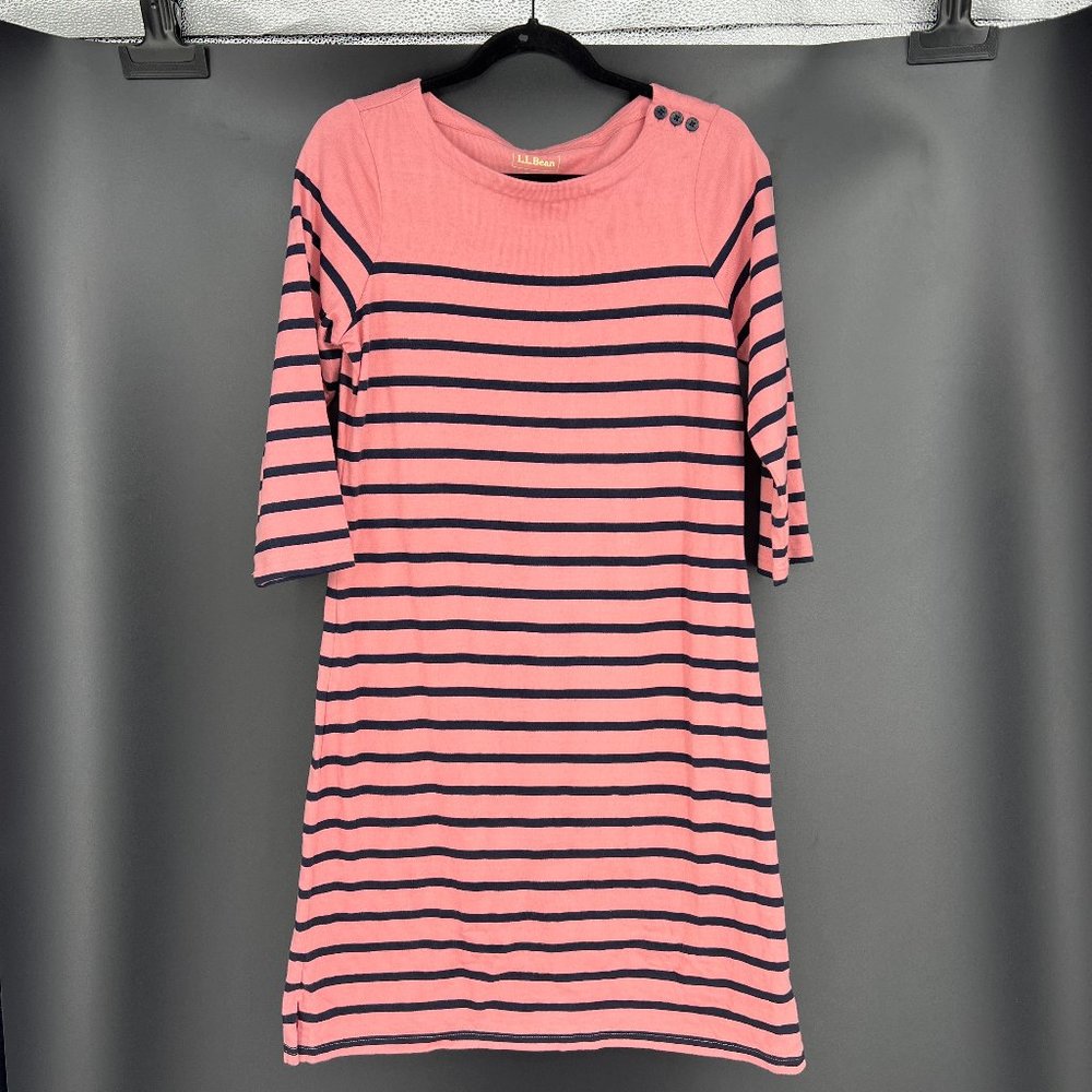 L.L. Bean Pink Navy Stripe T-Shirt Dress